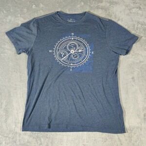 Bannana Republic‎ Shirt Mens Large Blue Short Sleeve Watch Face Graphic Casual